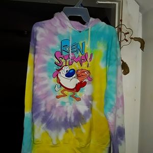 Nickelodeon tie dye ren & stimpy hoodie.